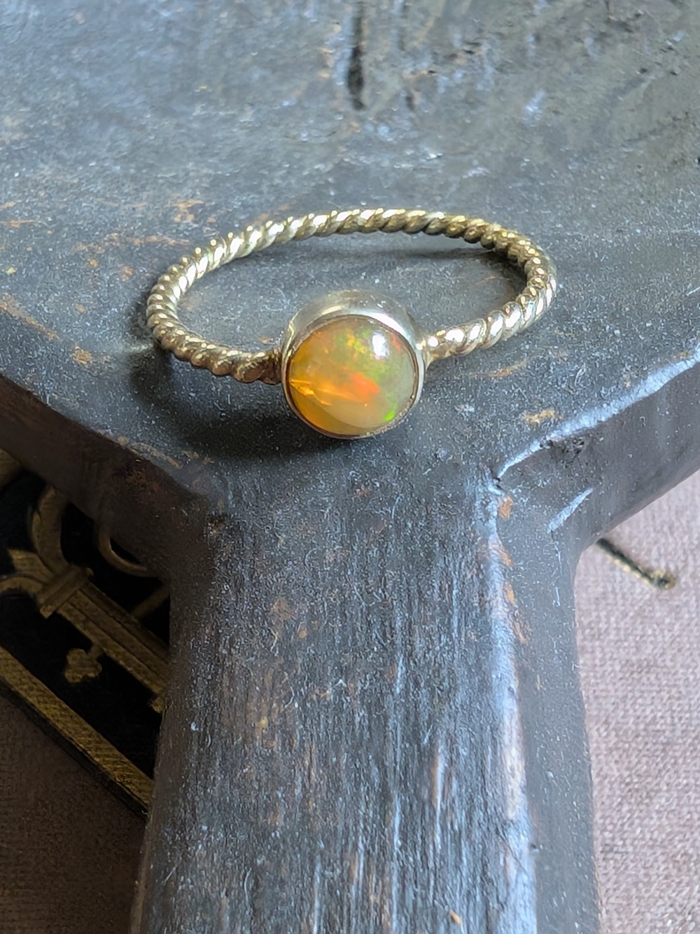 925 Sterling Silver/Copper Ethiopian Opal Ring